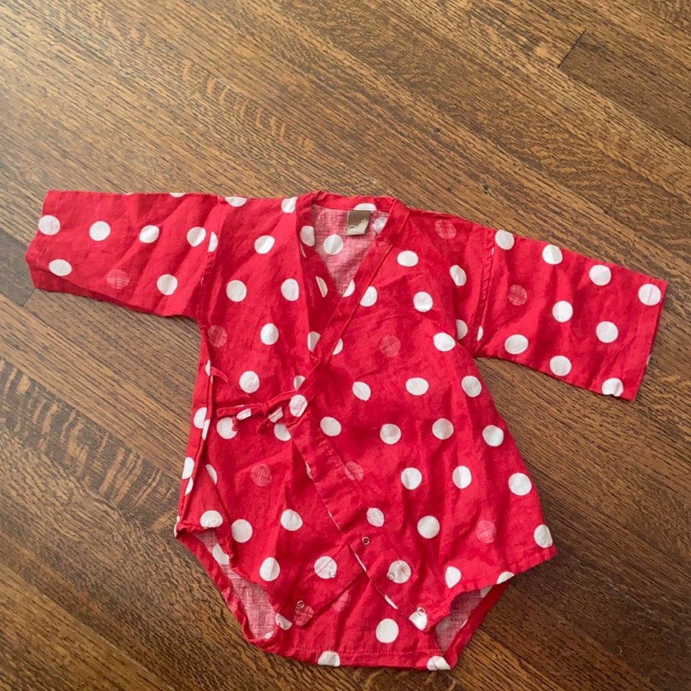 Kimono Linen Polka Dot Baby Onsie 12 months